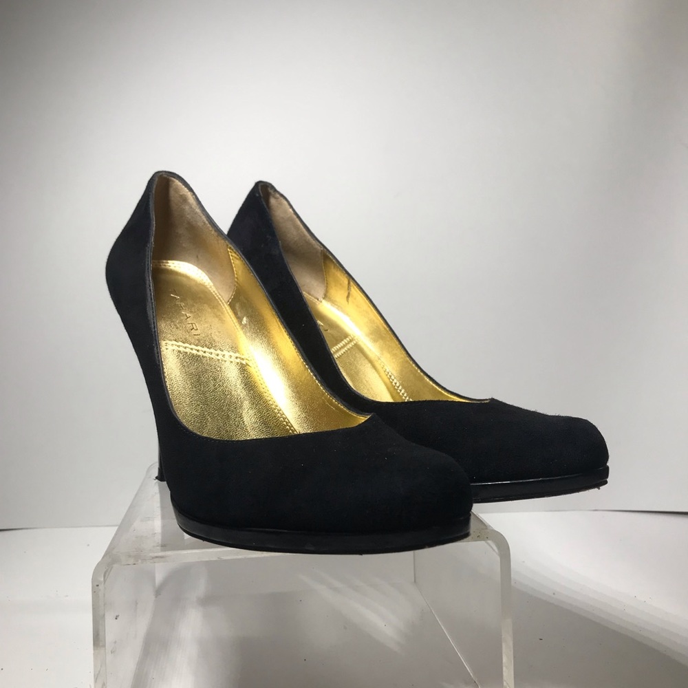 Tahari Black Suede/Black Patent 4”Stiletto W8